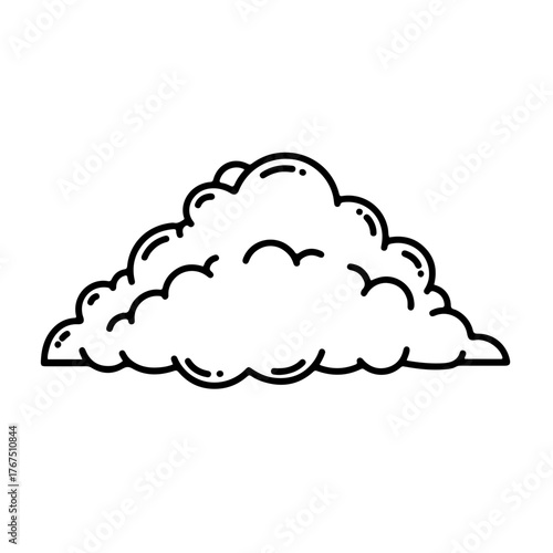 Simple Black Line Art Illustration of a Cumulus Cloud