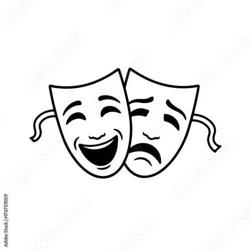 Two contrasting theatrical masks: joy and sorrow depicted