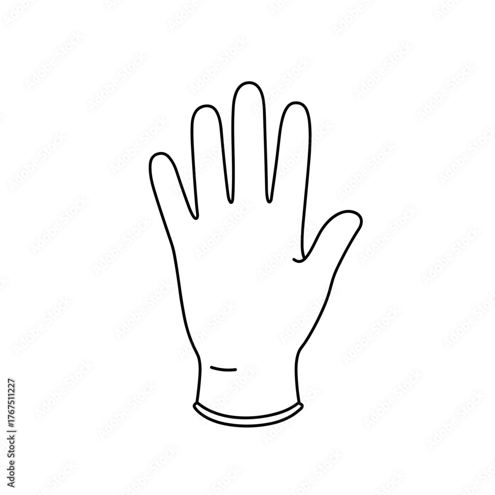 Obraz premium Stylized Hand Outline with Fingers Extended Upward, Featuring a Glove Cuff
