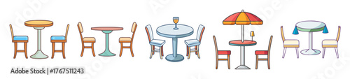 Collection of charming bistro tables and chairs for outdoor cafes