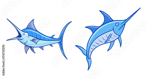 Two blue marlins underwater sea life ocean animal