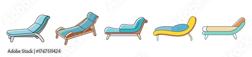 Collection of modern chaise lounge chairs in various colorful designs