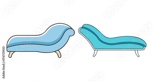 Elegant blue and teal chaise lounges for relaxed comfort
