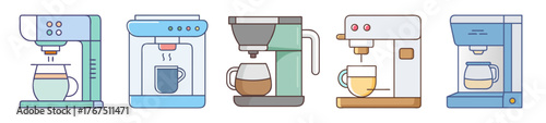 Diagram of coffee maker components and operation steps