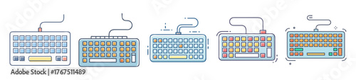 Abstract schematic of a colorful computer keyboard layout with keys