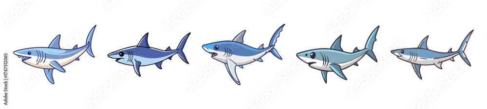 Obraz premium Dynamic mako shark series underwater ocean predator fish marine life