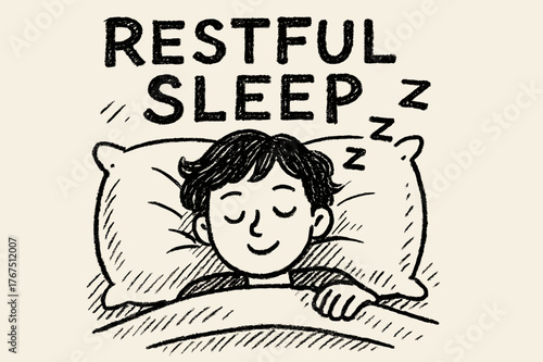 Restful Sleep Doodle. Restful sleep. Hand-drawn doodle illustration of restful sleep.