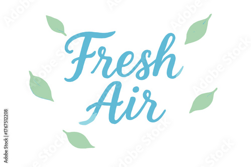 Airy Watercolor Breeze. ?Fresh Air?. watercolor brush lettering, soft hand-painted texture, airy composition