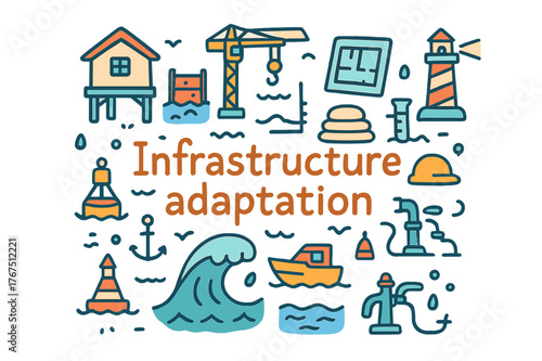 Infrastructure Adaptation Illustration. Infrastructure adaptation. Hand-drawn doodle illustration of