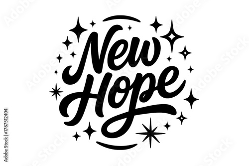 New Hope Lettering. ?New Hope?. modern hand lettering, smooth curves, balanced composition, clear readable