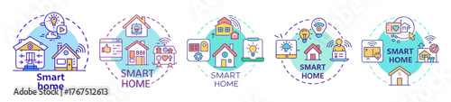 Smart home technology integration and control icons representing digital lifestyle