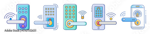 Smart lock technology examples showing user interface designs and features