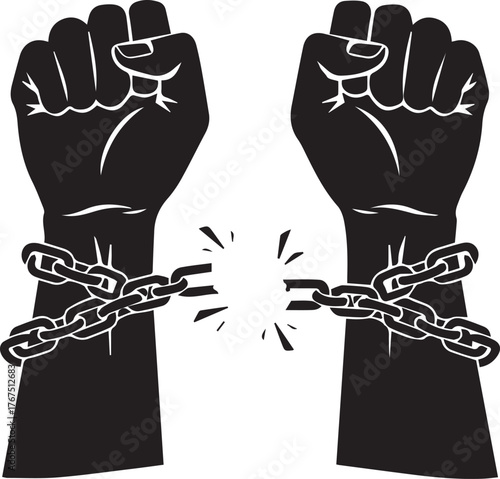Powerful symbol of human rights broken chains freedom and liberation for human rights day