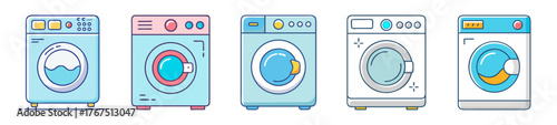 Washing machine icons showing different wash cycles and clothing items