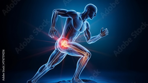 Human Anatomy: Runner with Hip Pain Highlighted