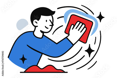 Sanitizing Wipe Motion. Sanitizing motion. A dynamic wiping gesture illustrated with curved motion lines and a