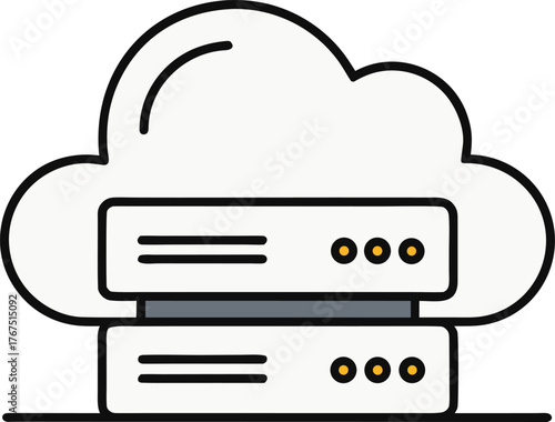 Simple Cloud Server Icon Vector Technology