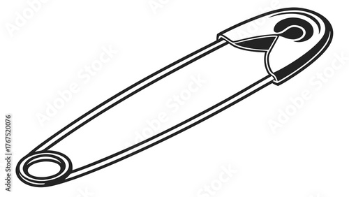 Bold black safety pin graphic, a classic fastening tool for secure connections, offering versatility and simple elegance in design.