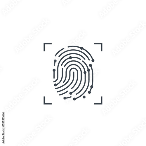 Digital Fingerprint Identification Concept on White Background with Pixelated Structure