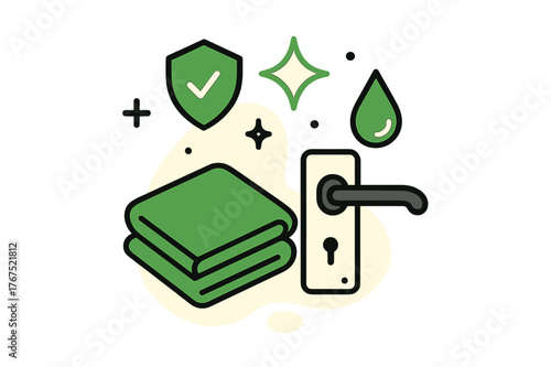 Hygiene Essentials Abstract. Everyday hygiene. A minimal scene of a cloth folded neatly next to a polished