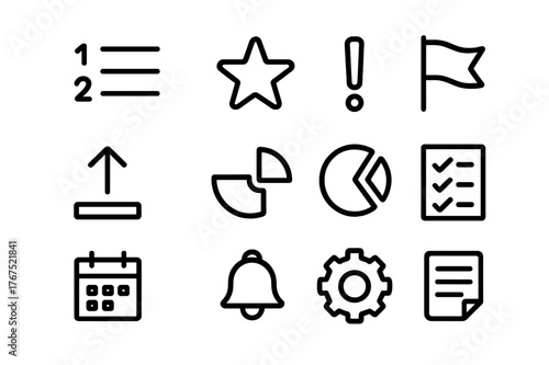 Task Prioritization Icons. Task prioritization. Line outline icon set of task prioritization: numbered list,