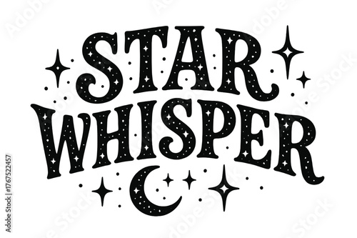 Starry Night Letters. Star Whisper ? Decorative Display Lettering: curved stylized letters dotted with tiny