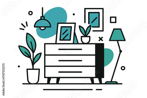 Minimalist Dresser Design. Minimal home design. A dresser with sleek long-line handles forming visual rhythm