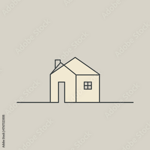 Minimalist House Outline on a Neutral Background Abstract Conceptual Illustration