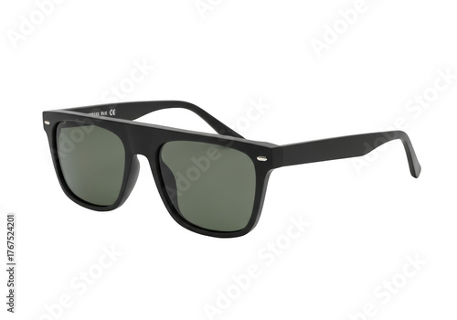 Black wayfarer style sunglasses isolated on transparent background