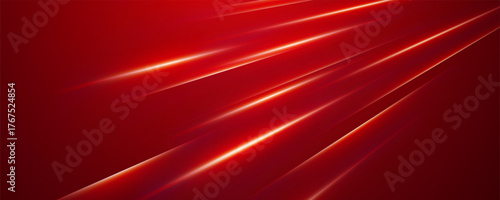 Red background with diagonal light streaks representing high speed or energy