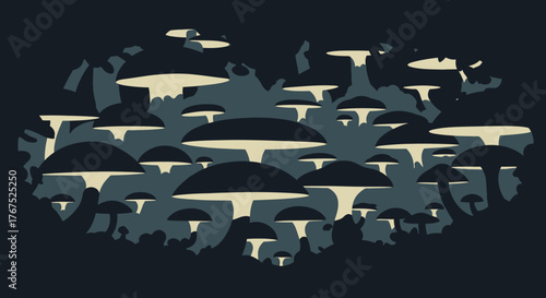 Abstract Mushroom Forest Pattern Design.