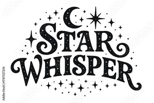 Starry Night Letters. Star Whisper ? Decorative Display Lettering: curved stylized letters dotted with tiny