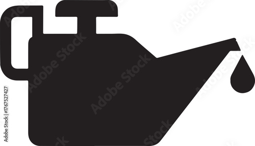 Oil can glyph icon with drip symbol in simple vector style for automotive and machinery.