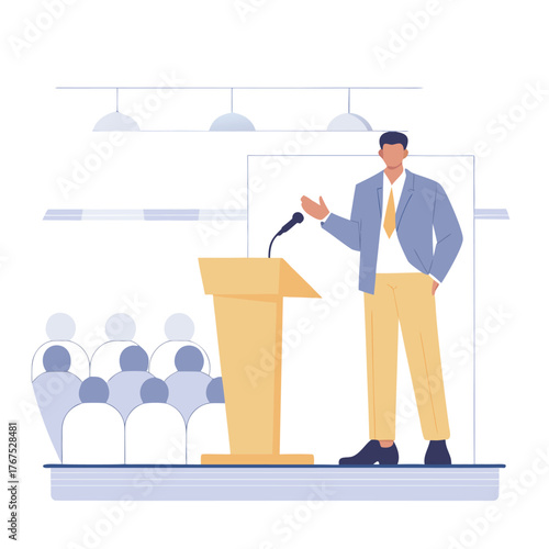 business leader speaking on stage vector