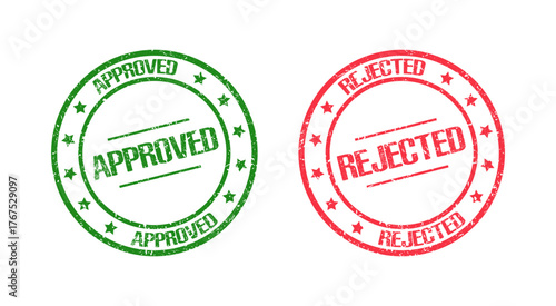 Approved and rejected stamps in green and red grungy style