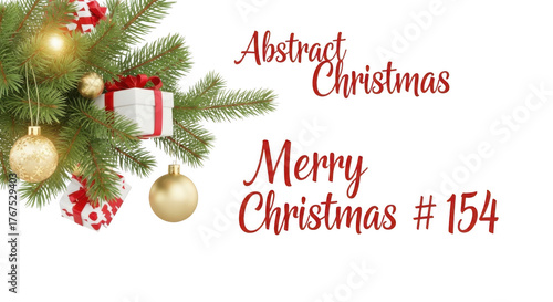 Abstract merry christmas 154 with ornaments isolated on transparent background