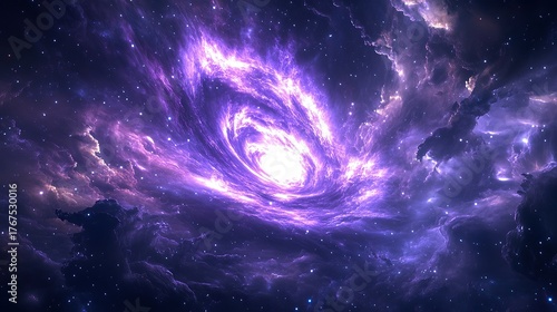 A glowing ultraviolet energy storm swirling majestically