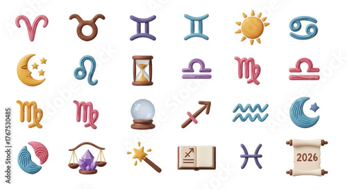 Clay zodiac signs and astrological symbols