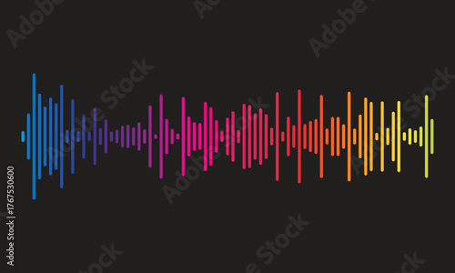 Colorful sound wave visualization on a dark background representing audio frequency