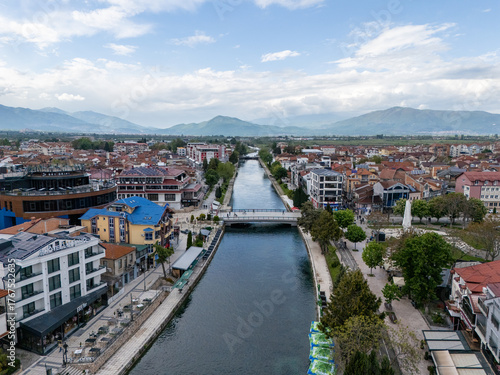 Struga Town aerial View in North Macedonia