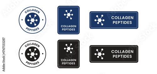 Collagen peptides line icon, logo, badge, sign, sticker, label, emblem, stamp, symbol, black, line, flat vector, isolated illustration.