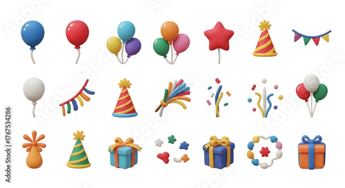 Collection of colorful party elements