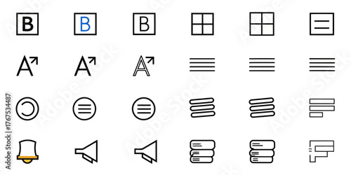 Collection of user interface icons representing various functions and navigational elements design