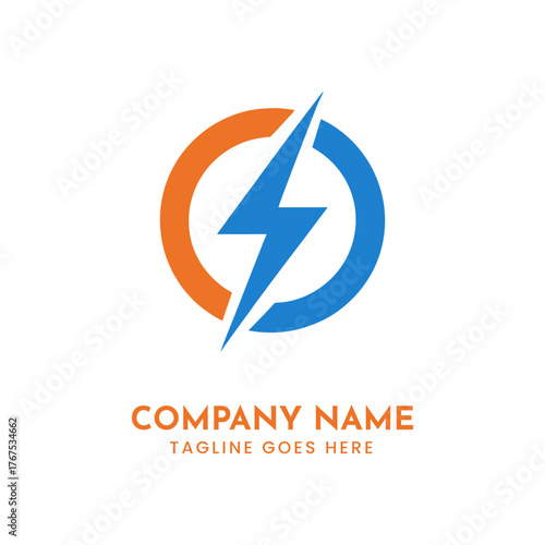 Electric bolt symbol vector graphic for energy company branding and renewable power concepts