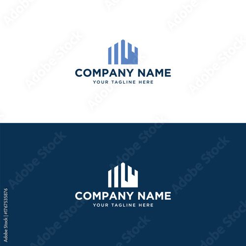 abstract blue house building logo