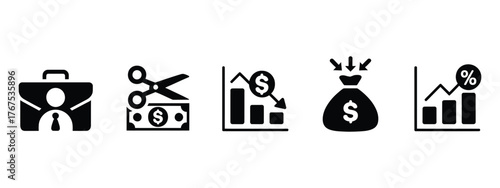 Collection of business and finance icons