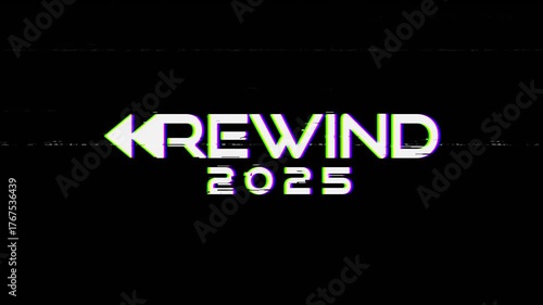 Rewind 2025 Animation Glitch Effect Digital Intro for Recap or Year End Video