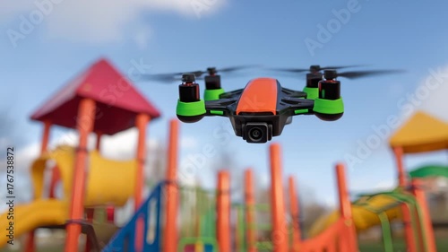 Wallpaper Mural Drone Flying Over a Children's Playground on a Sunny Day Torontodigital.ca