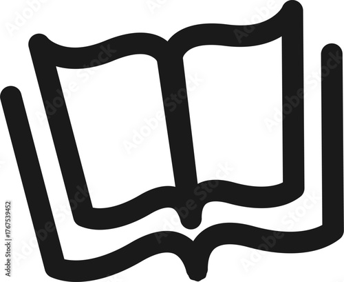 Thick Line Open Book Doodle Icon – Hand Drawn Reading Symbol