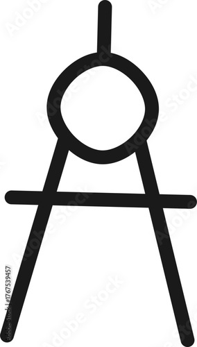 Doodle Compass Line Icon – Hand Drawn Geometry Tool Symbol